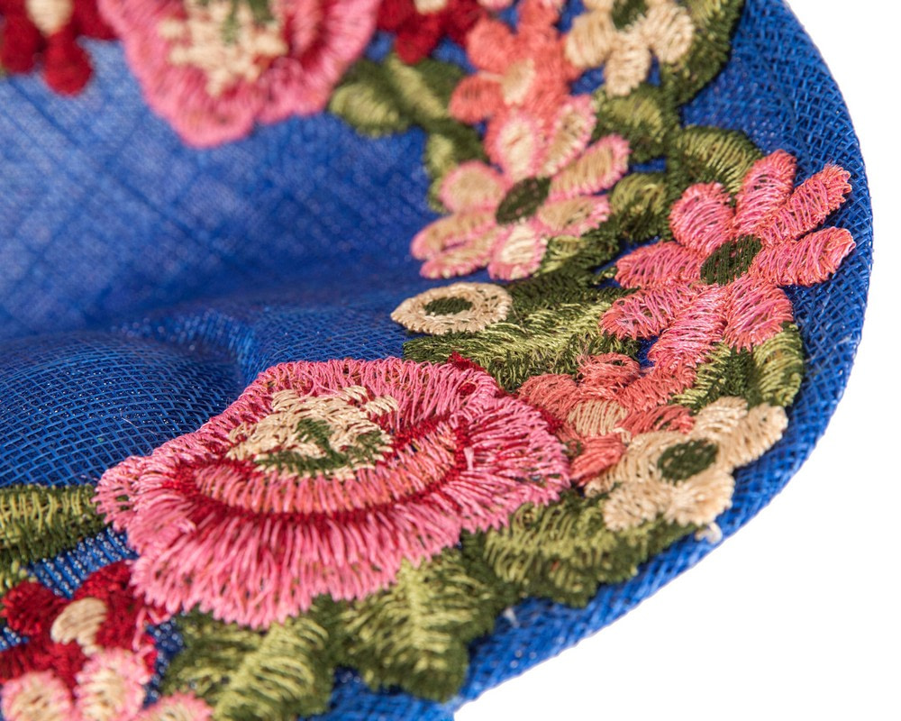 Royal Blue Floral Fascinator with Embroidered Lace by Fillies Collection - Image 5