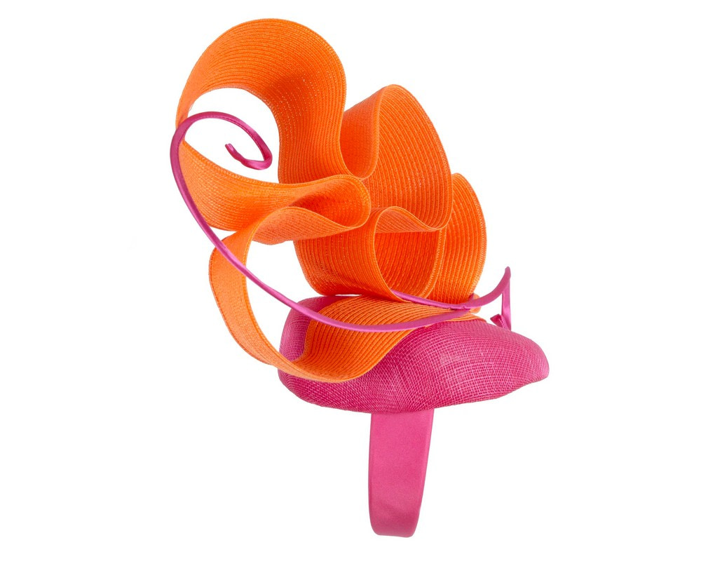Fuchsia & Orange designers Australian Made racing fascinator by Fillies Collection - Image 3