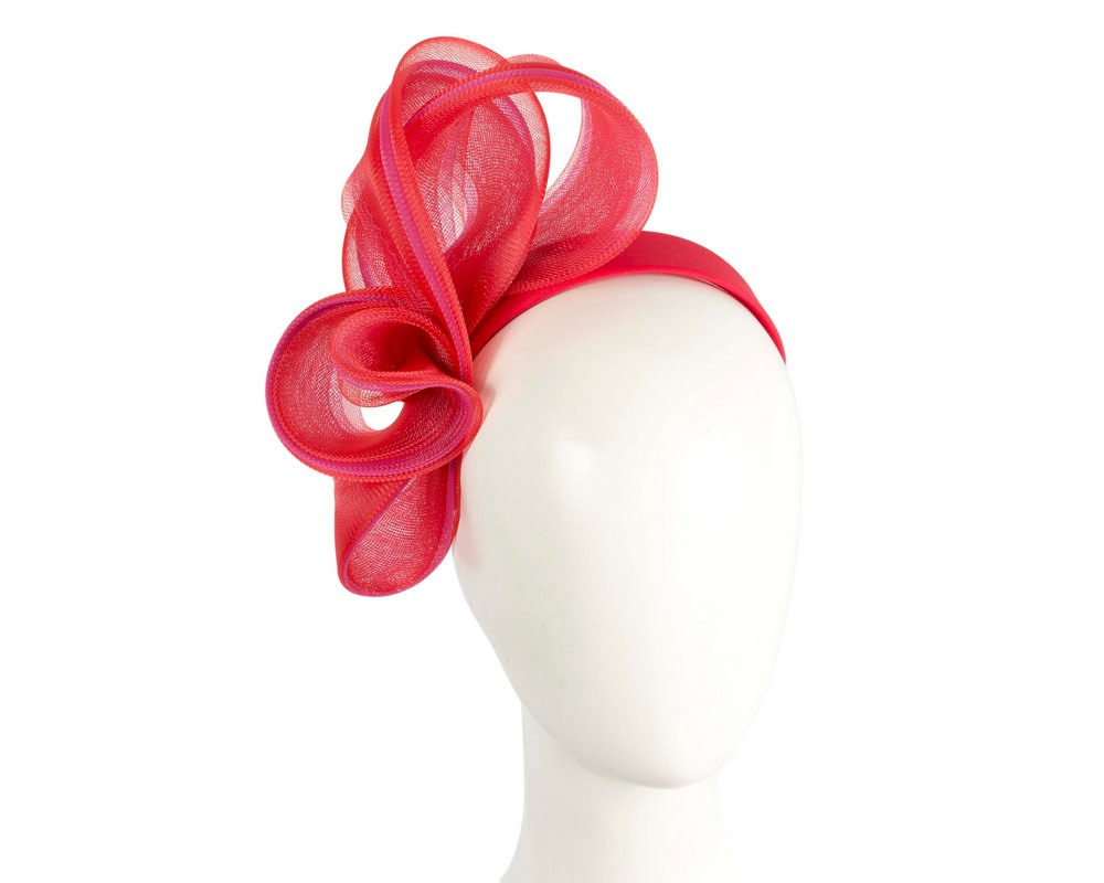 Red and Fuchsia crinoline fascinator by Cupids Millinery