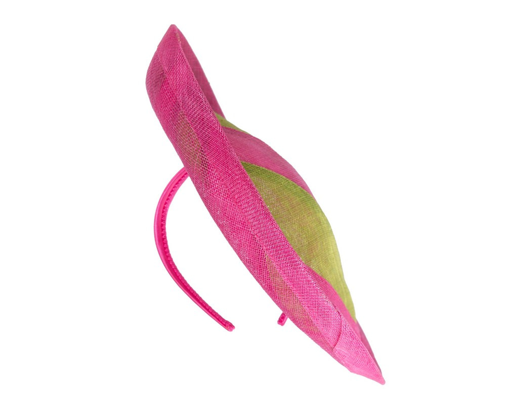 Wide lime & fuchsia racing fascinator by Max Alexander - Image 4