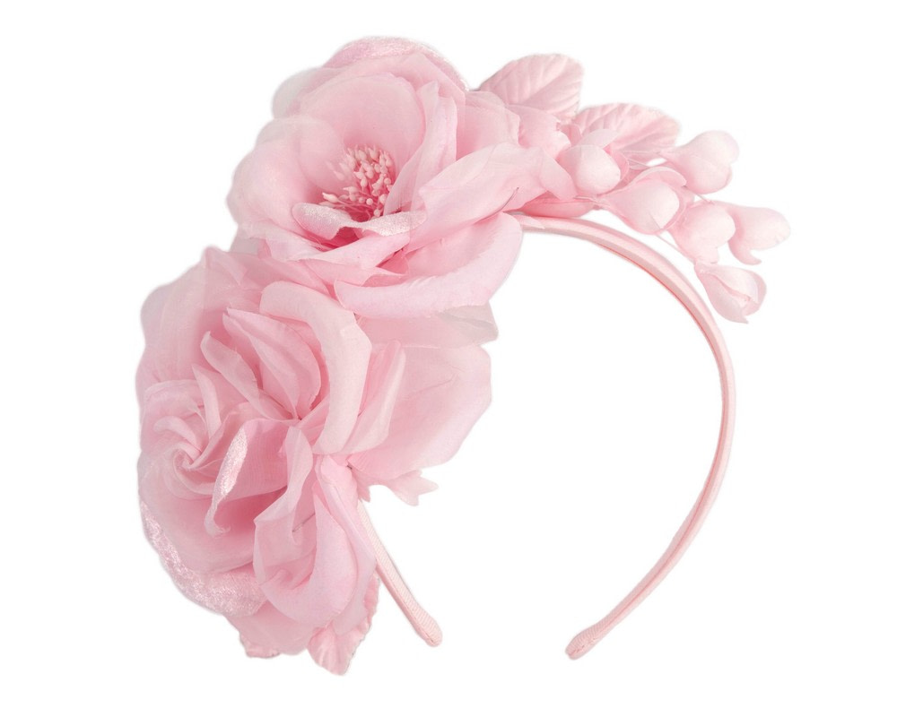 Large pink flower headband fascinator by Max Alexander - Image 2