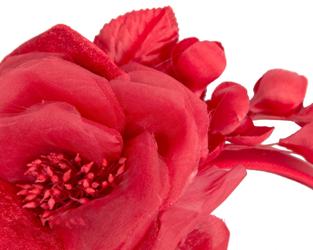 Large red flower headband fascinator by Max Alexander - Image 3
