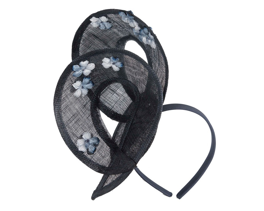 Navy sinamay fascinator by Max Alexander - Fascinators.com.au Navy sinamay fascinator by Max Alexander - Image 2