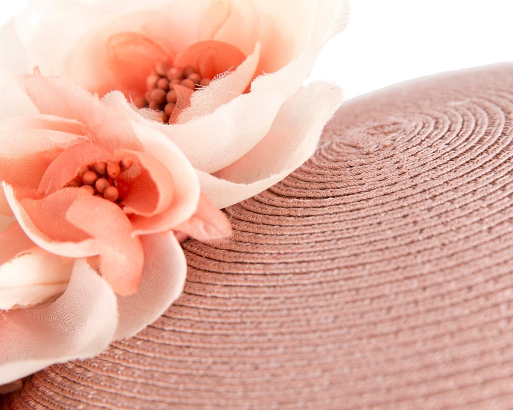 Taupe beret hat with flowers by Max Alexander - Image 5