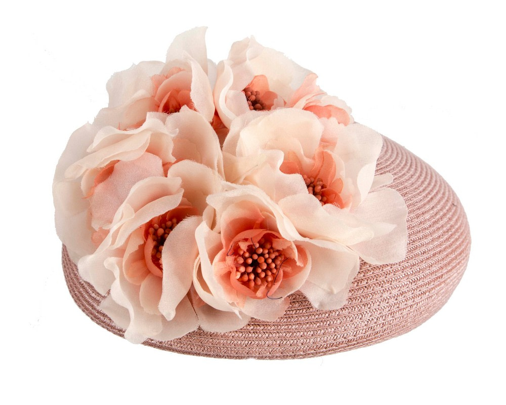 Taupe beret hat with flowers by Max Alexander - Image 3