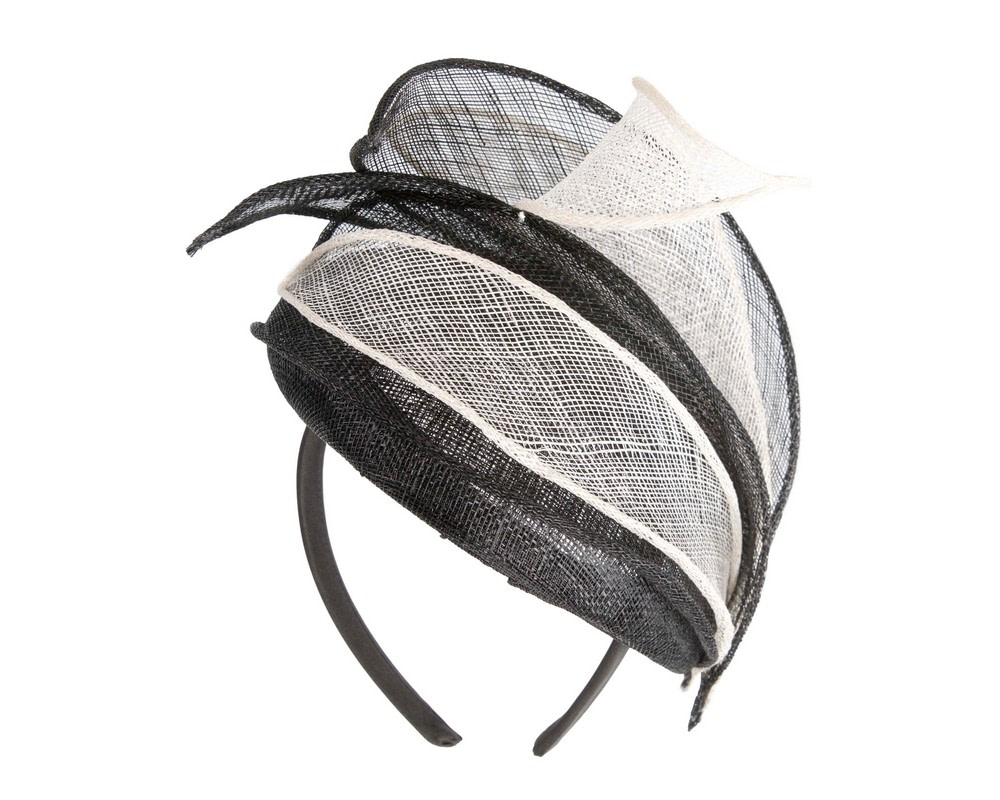Black & cream sinamay fascinator by Max Alexander - Fascinators.com.au Black & cream sinamay fascinator by Max Alexander - Image 6
