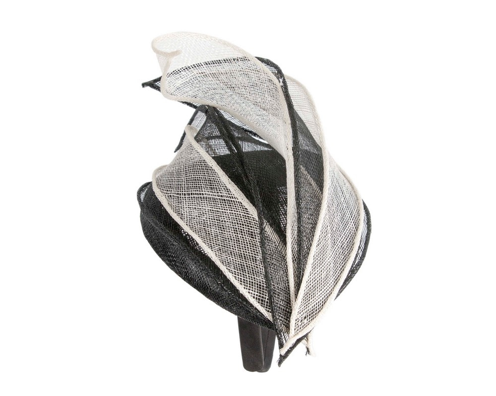 Black & cream sinamay fascinator by Max Alexander - Fascinators.com.au Black & cream sinamay fascinator by Max Alexander - Image 4