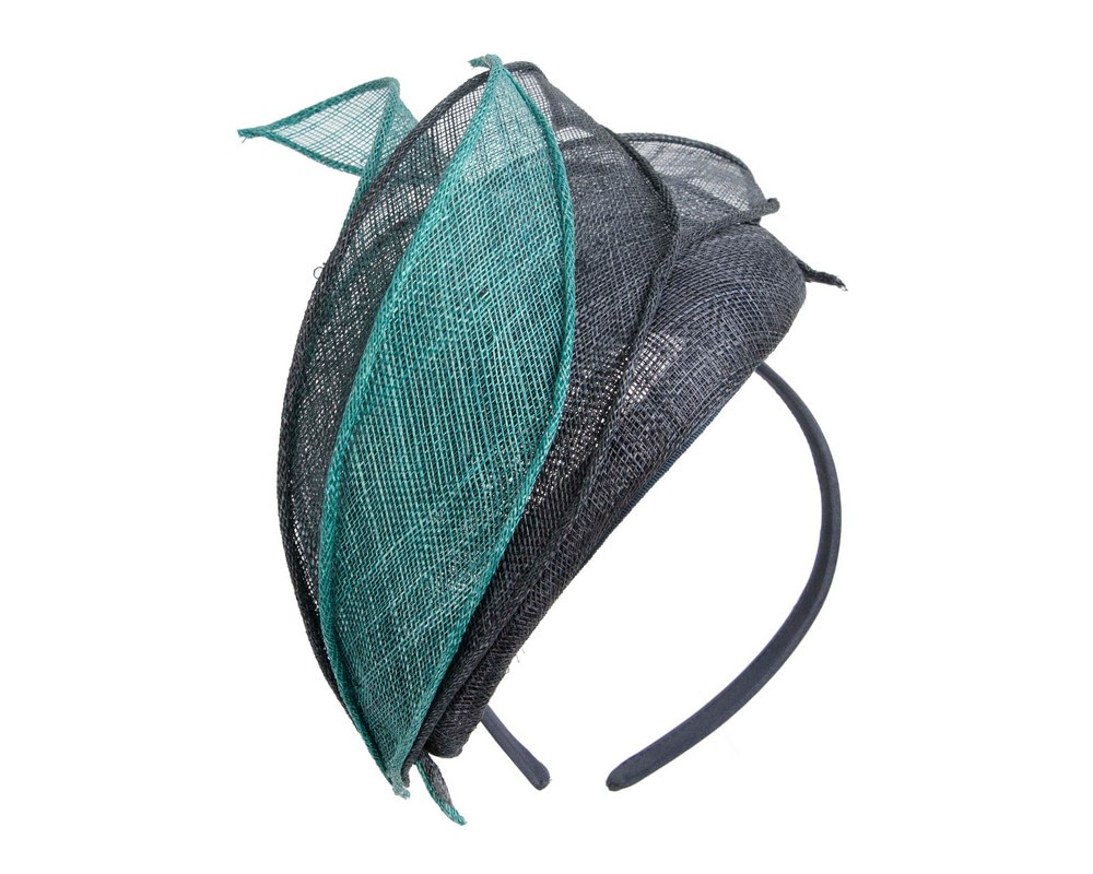 Black & teal sinamay fascinator by Max Alexander - Image 2