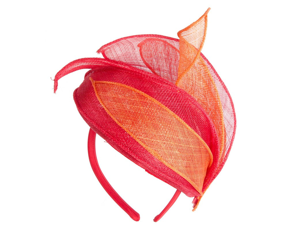 Red & orange sinamay fascinator by Max Alexander - Image 6