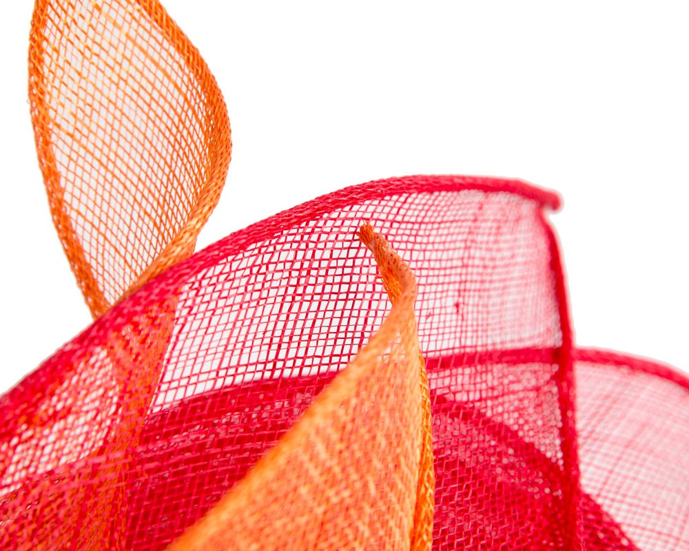 Red & orange sinamay fascinator by Max Alexander - Image 5