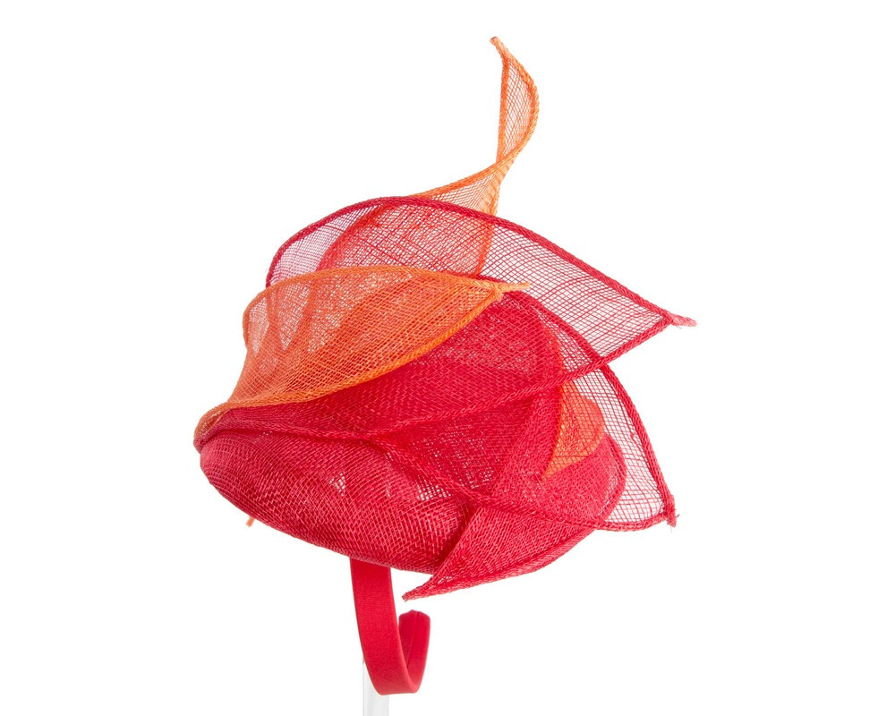 Red & orange sinamay fascinator by Max Alexander - Image 3