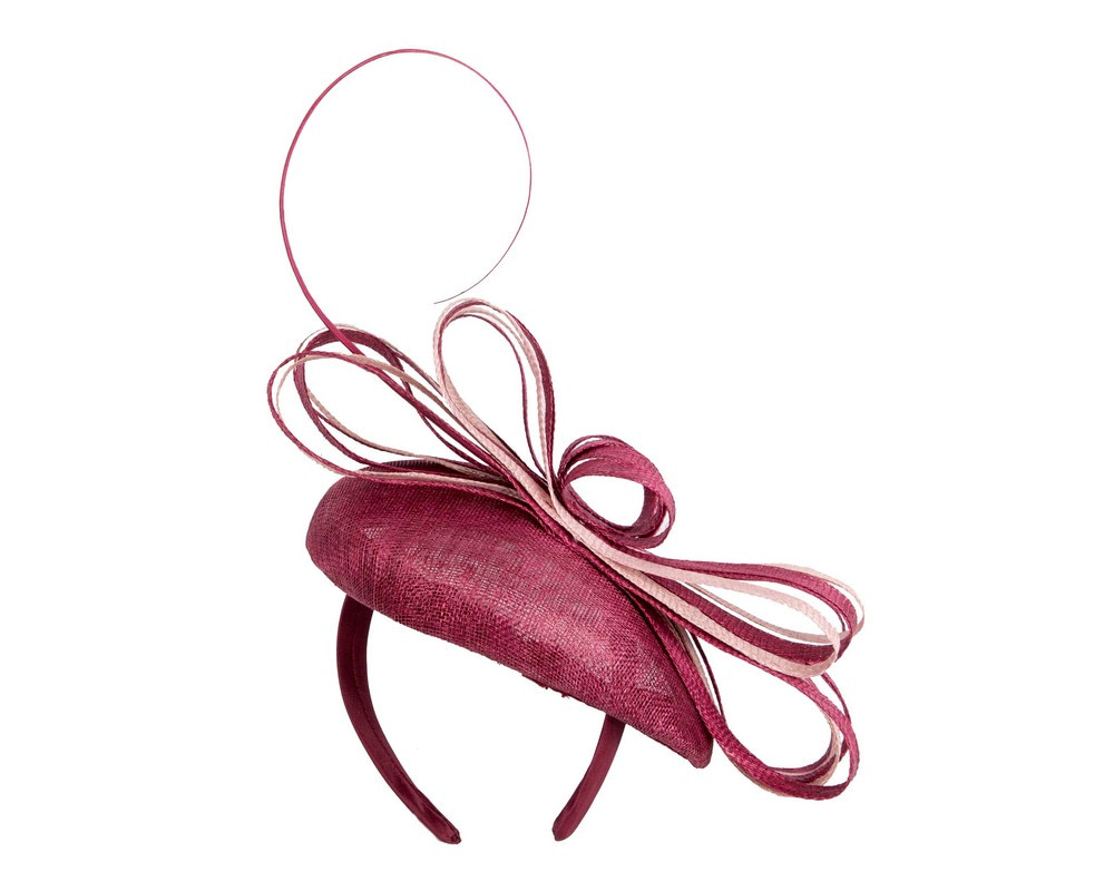 Wine & Pink sinamay pillbox fascinator by Max Alexander - Fascinators.com.au Wine & Pink sinamay pillbox fascinator by Max Alexander - Image 4