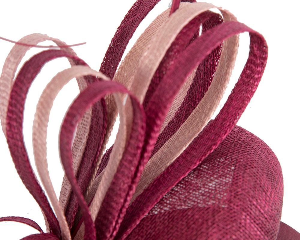 Wine & Pink sinamay pillbox fascinator by Max Alexander - Fascinators.com.au Wine & Pink sinamay pillbox fascinator by Max Alexander - Image 3