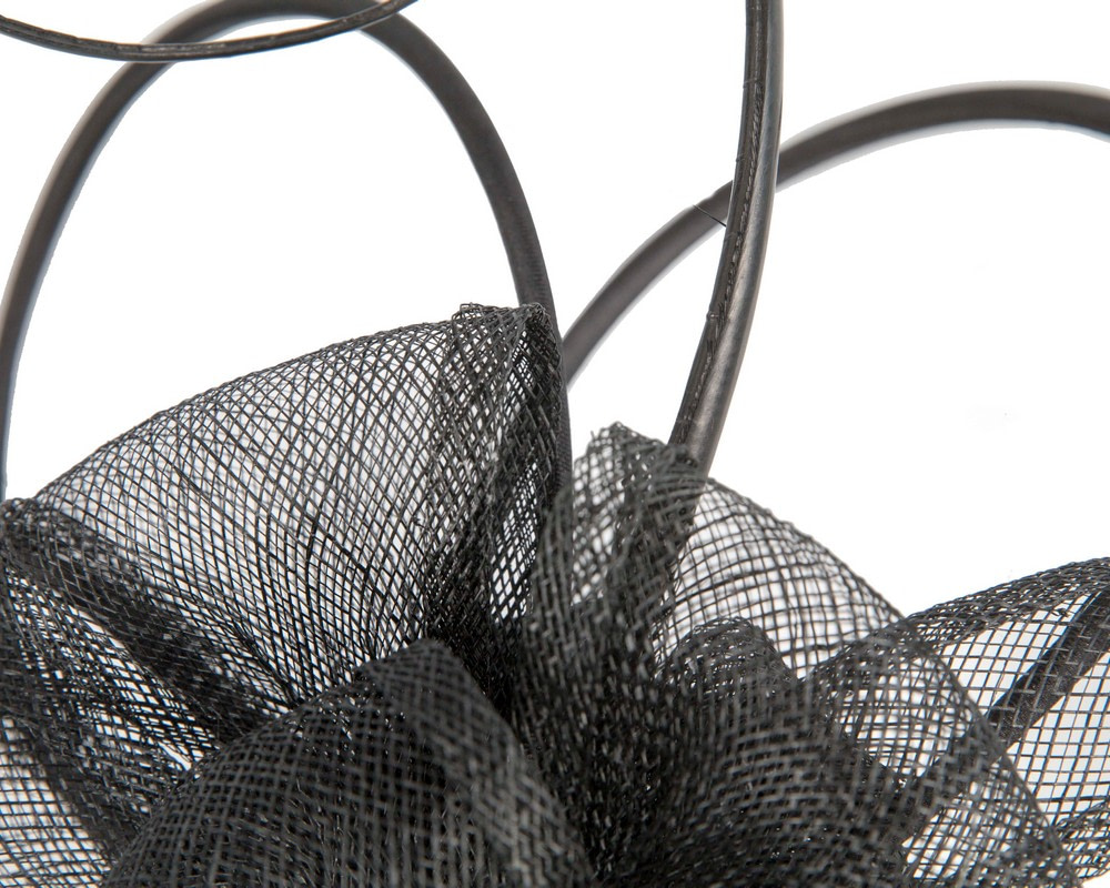 Black sinamay flower fascinator by Max Alexander - Image 3