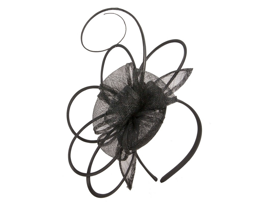 Black sinamay flower fascinator by Max Alexander - Image 2