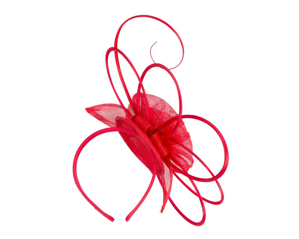 Red sinamay flower fascinator by Max Alexander - Image 4