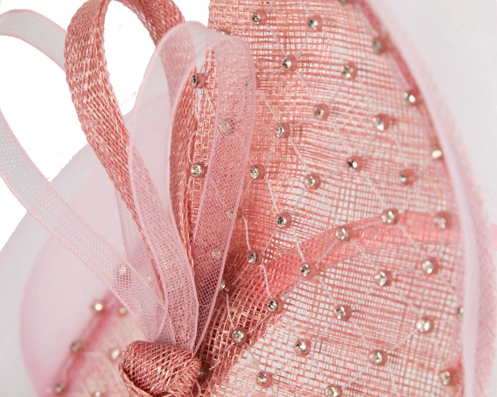 Large dusty pink fascinator with rhinestones by Max Alexander - Image 3