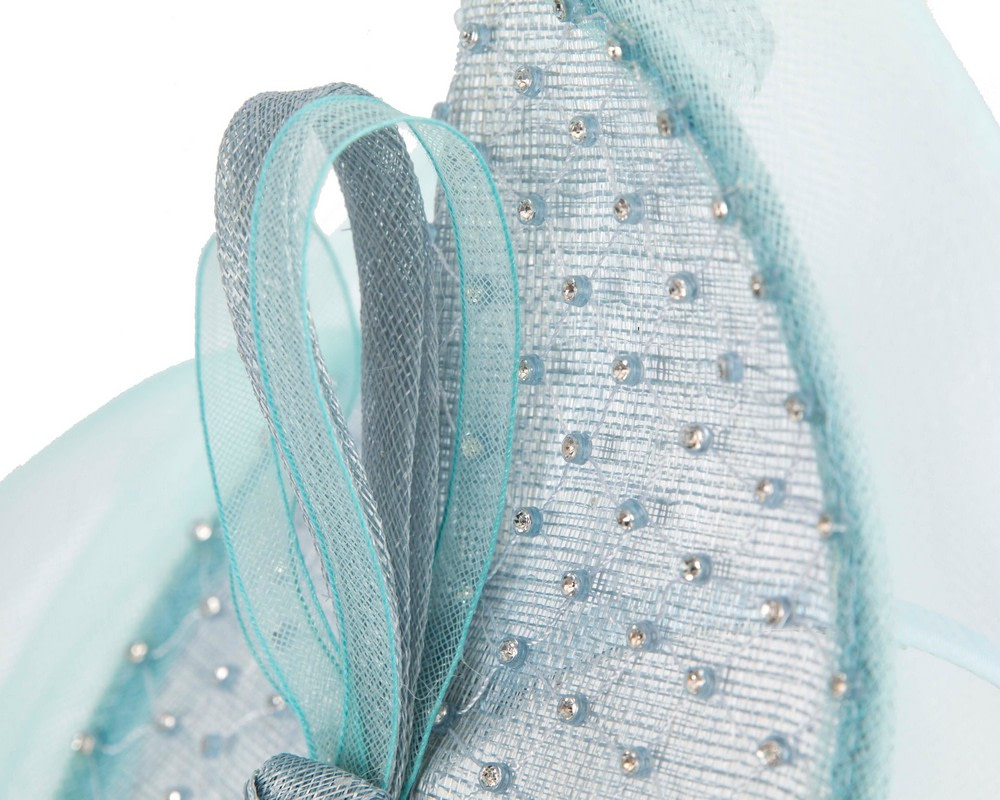 Large light blue fascinator with rhinestones by Max Alexander - Fascinators.com.au Large light blue fascinator with rhinestones by Max Alexander - Image 3