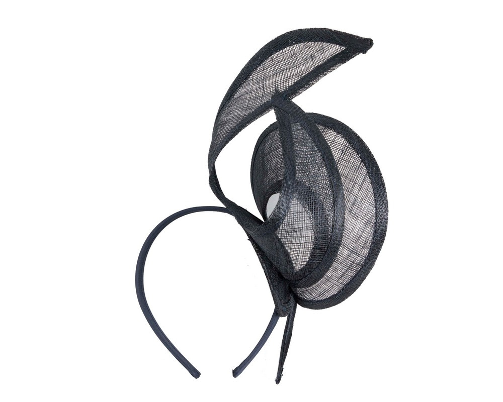 Edgy navy sinamay fascinator by Max Alexander - Fascinators.com.au Edgy navy sinamay fascinator by Max Alexander - Image 4