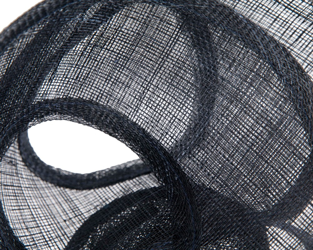 Edgy navy sinamay fascinator by Max Alexander - Fascinators.com.au Edgy navy sinamay fascinator by Max Alexander - Image 3