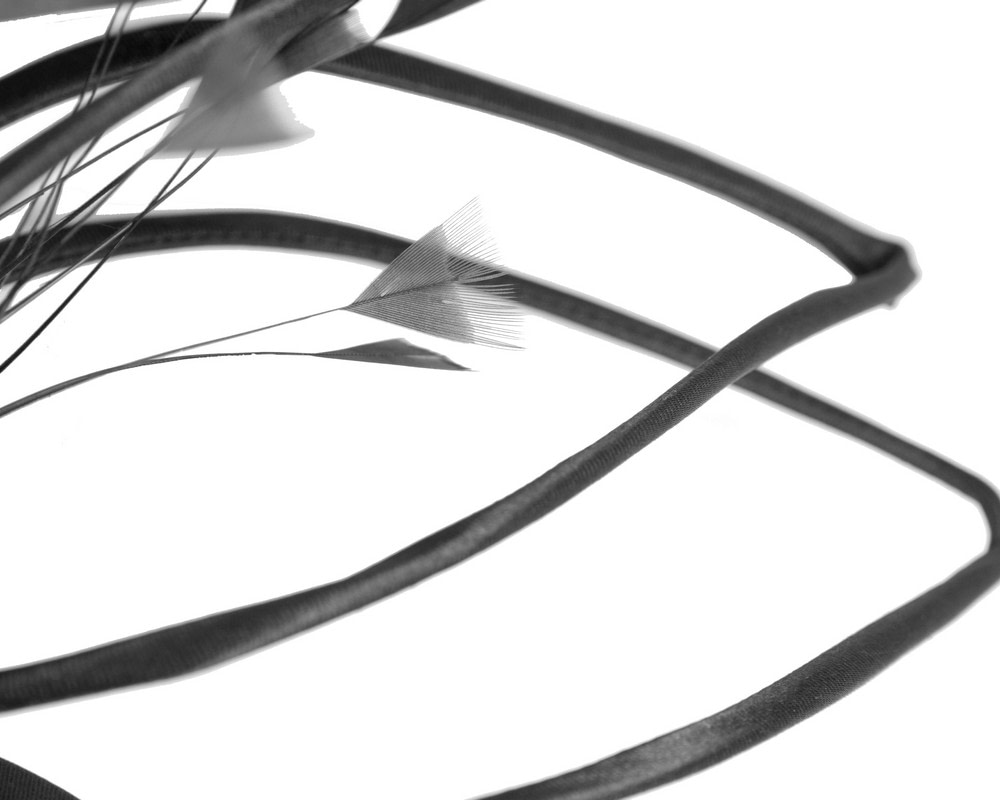 Sculpted black wire fascinator with feathers - Fascinators.com.au Sculpted black wire fascinator with feathers - Image 3