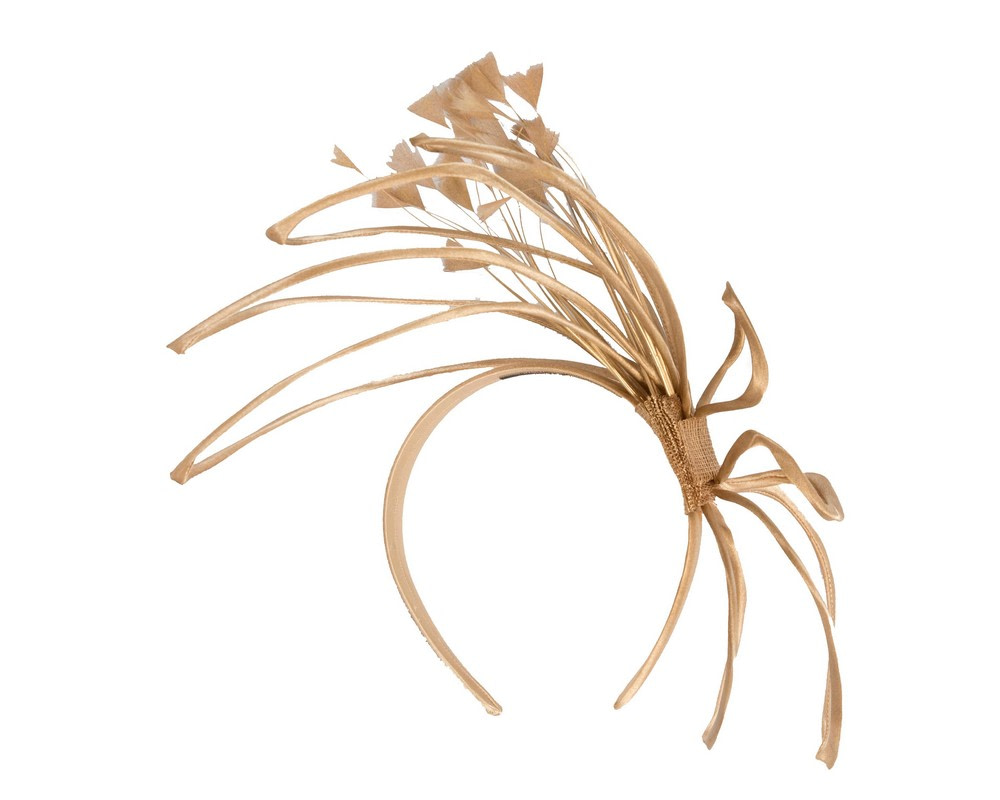 Sculpted gold wire fascinator with feathers - Fascinators.com.au Sculpted gold wire fascinator with feathers - Image 4