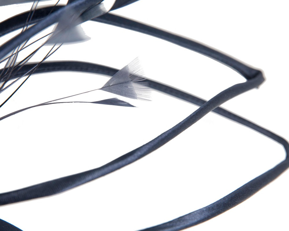 Sculpted navy wire fascinator with feathers - Fascinators.com.au Sculpted navy wire fascinator with feathers - Image 3