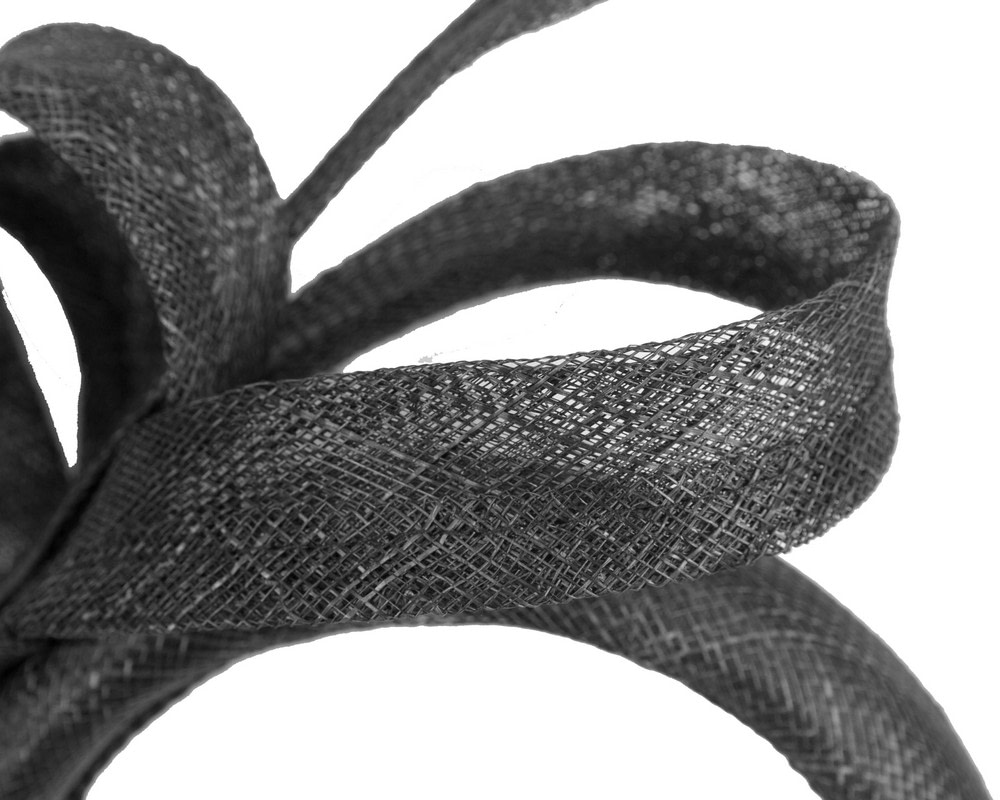 Black sinamay bow on headband - Image 3