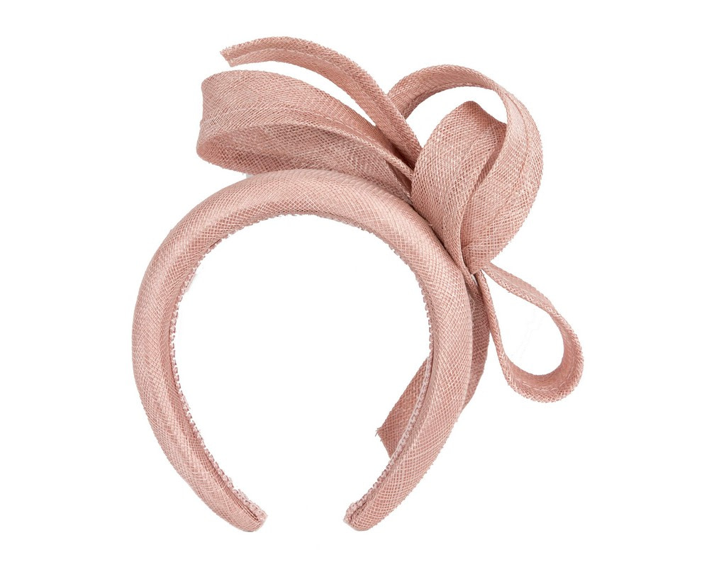 Dusty Pink sinamay bow on headband - Image 4