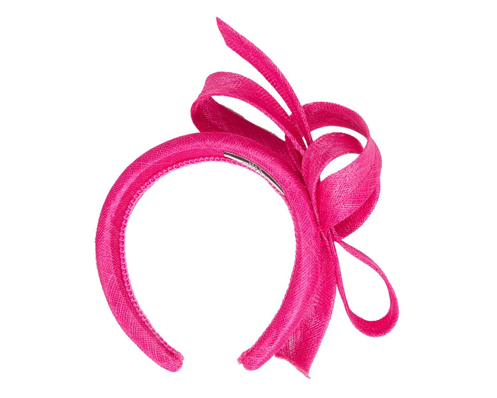 Hot Pink sinamay bow on headband - Image 4