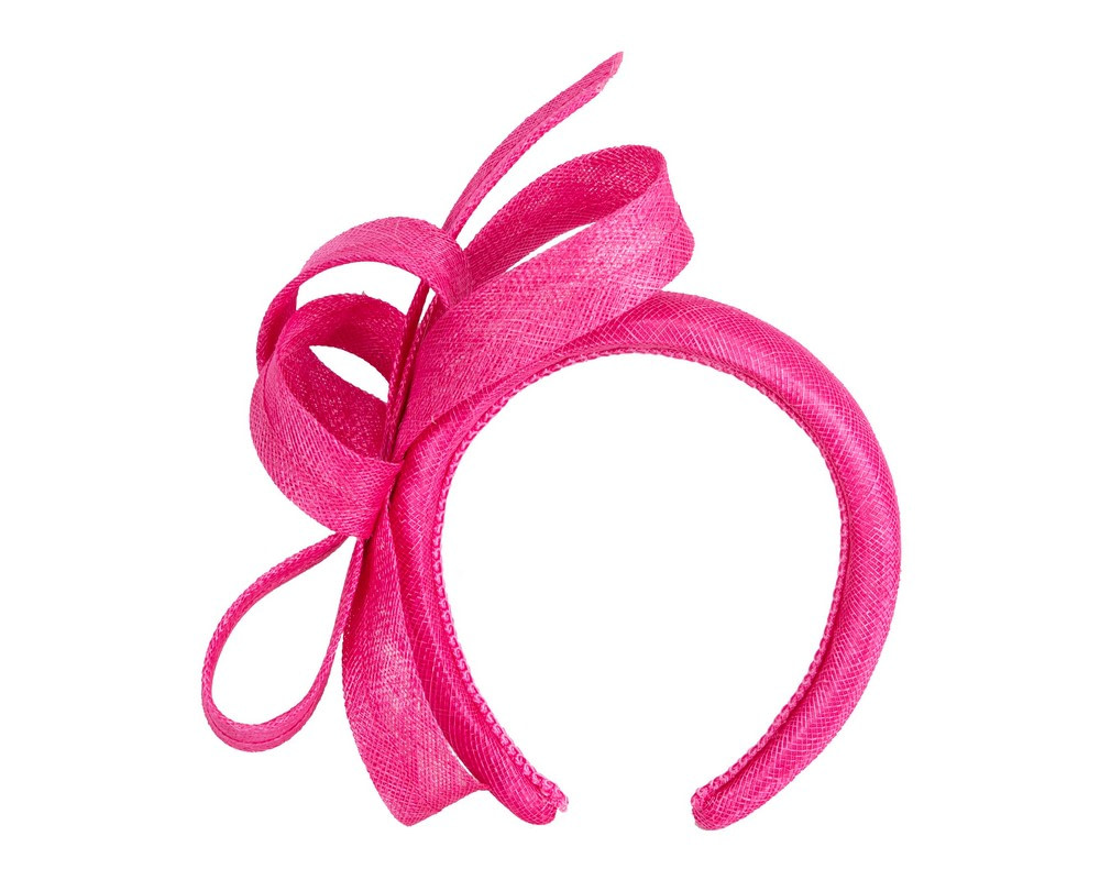 Hot Pink sinamay bow on headband - Image 2