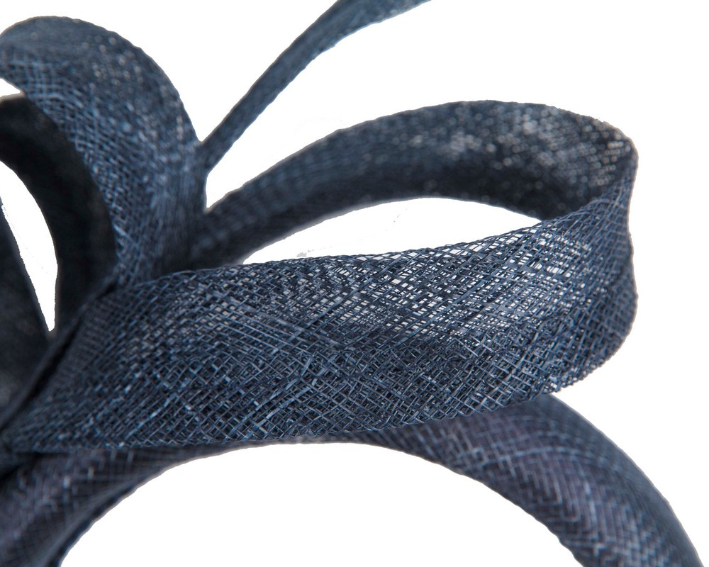 Navy sinamay bow on headband - Image 3