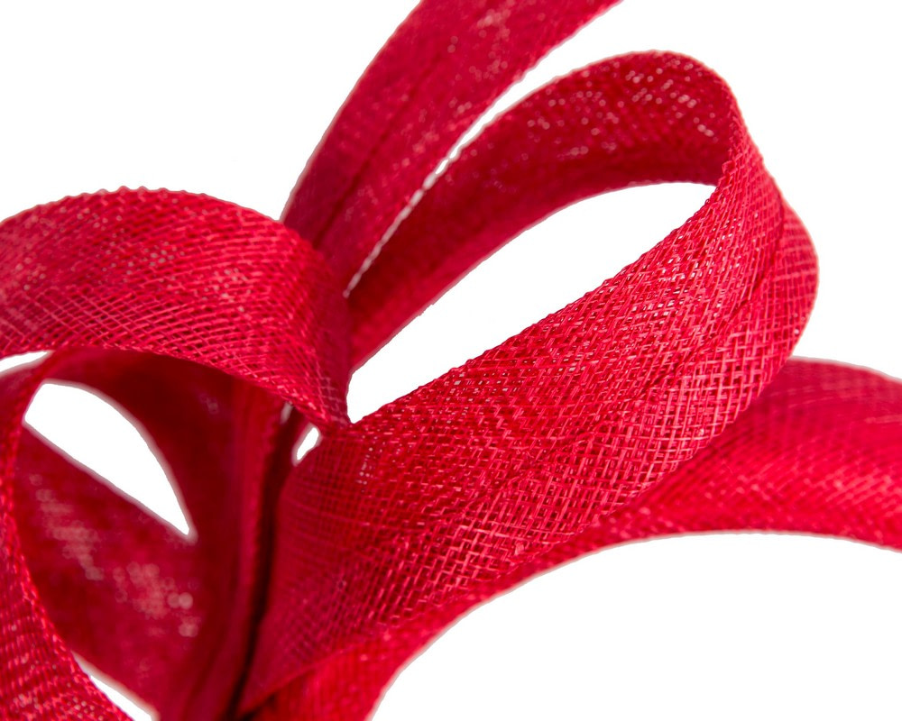 Red sinamay bow on headband - Image 3