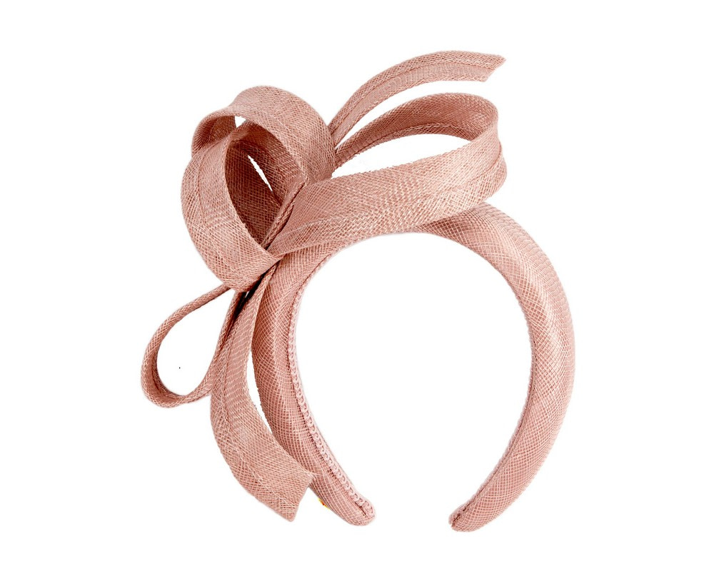 Dusty Pink sinamay bow on headband - Image 2