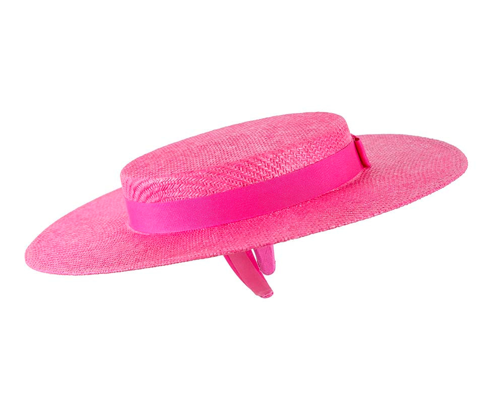 Fuchsia Max Alexander Boater Hat - Fascinators.com.au Fuchsia Max Alexander Boater Hat - Image 4