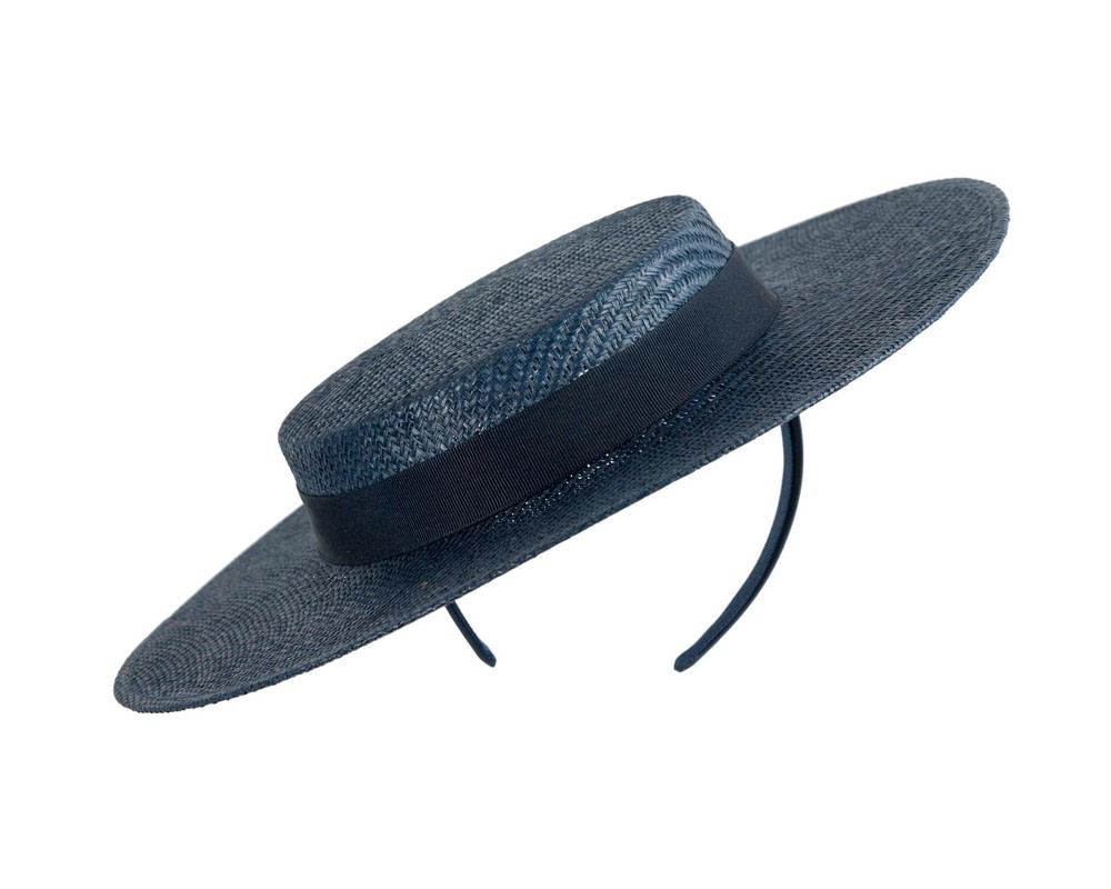 Navy Max Alexander Boater Hat - Fascinators.com.au Navy Max Alexander Boater Hat - Image 2