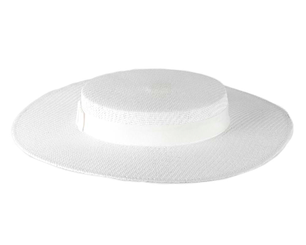 White Max Alexander Boater Hat - Fascinators.com.au White Max Alexander Boater Hat - Image 4