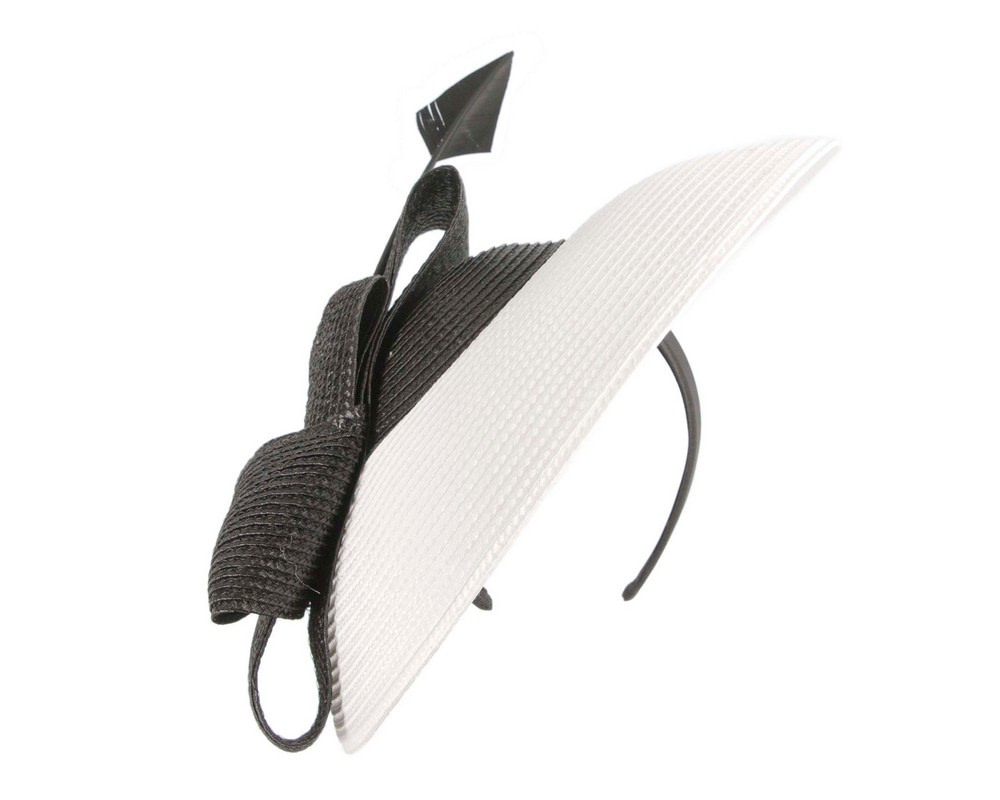 Max Alexander White & Black Saucer Fascinator - Fascinators.com.au Max Alexander White & Black Saucer Fascinator - Image 2