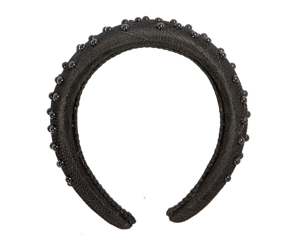 Black sinamay headband with pearls - Image 2