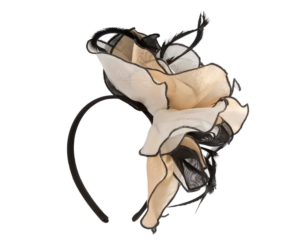 Nude & black organza flower fascinator - Image 4
