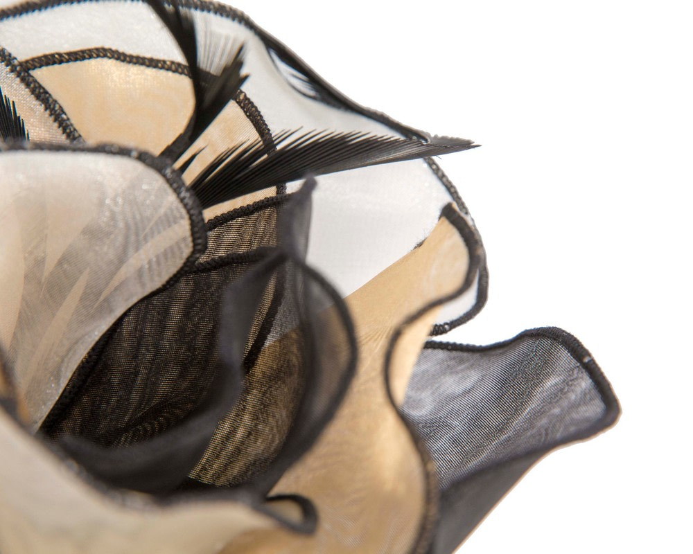 Nude & black organza flower fascinator - Image 3