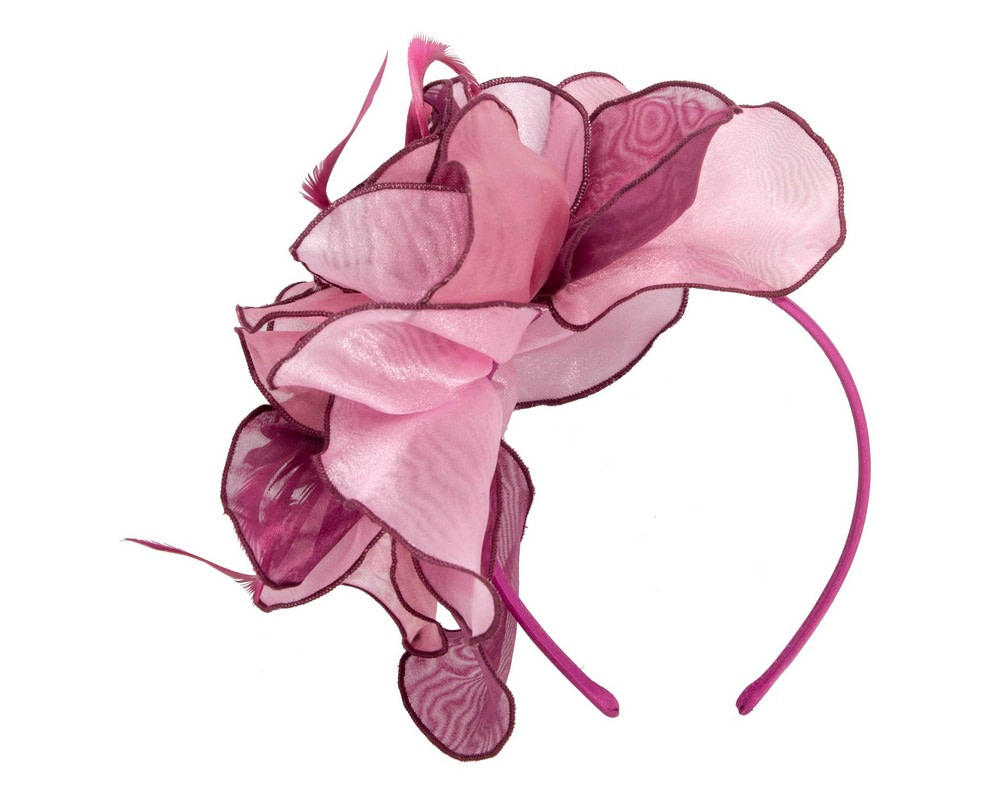 Pink & Wine organza flower fascinator - Image 2