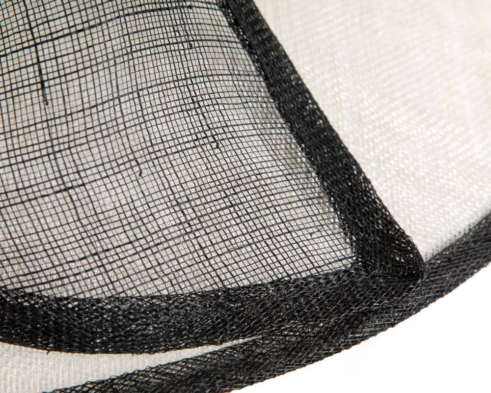 Wide brim Cream & Black sinamay hat with bow - Image 5