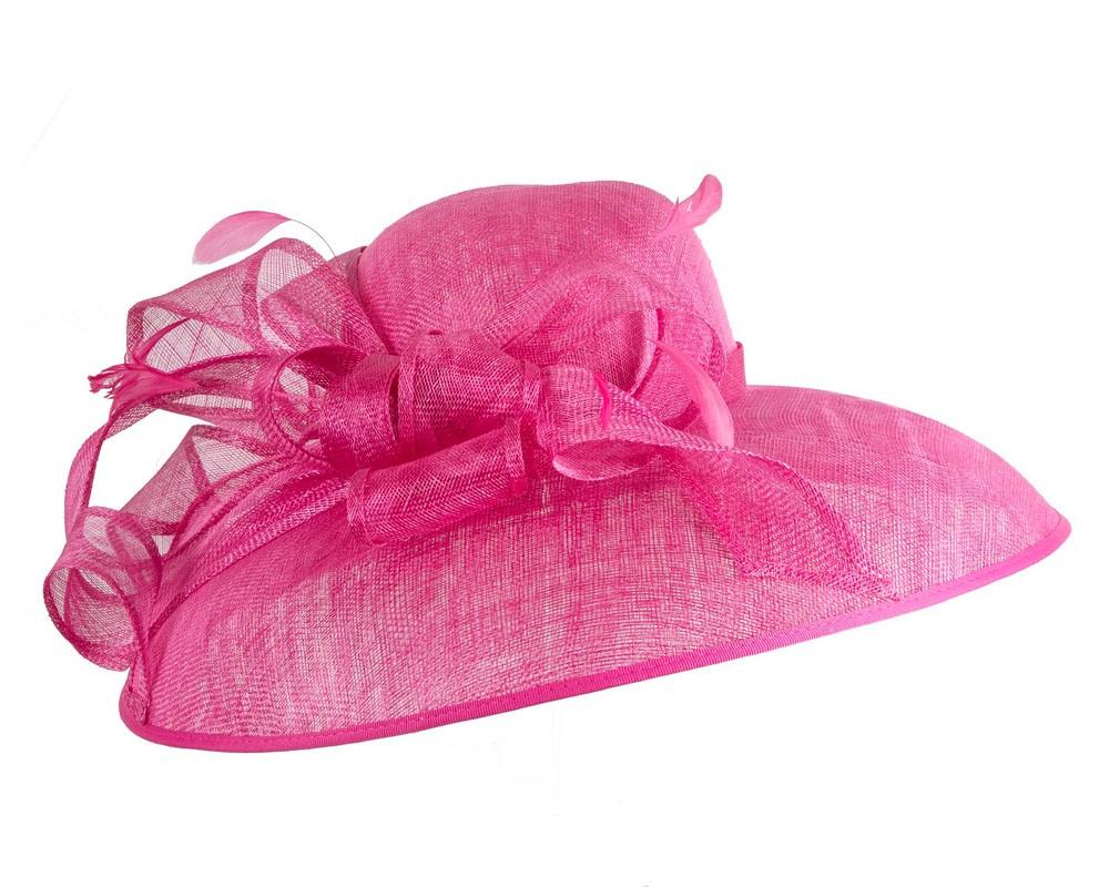 Large fuchsia sinamay fashion hat by Max Alexander - Image 2