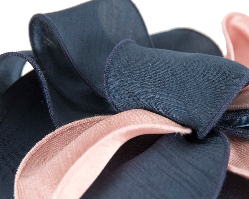 Covered navy & pink racing fascinator by Max Alexander - Image 3