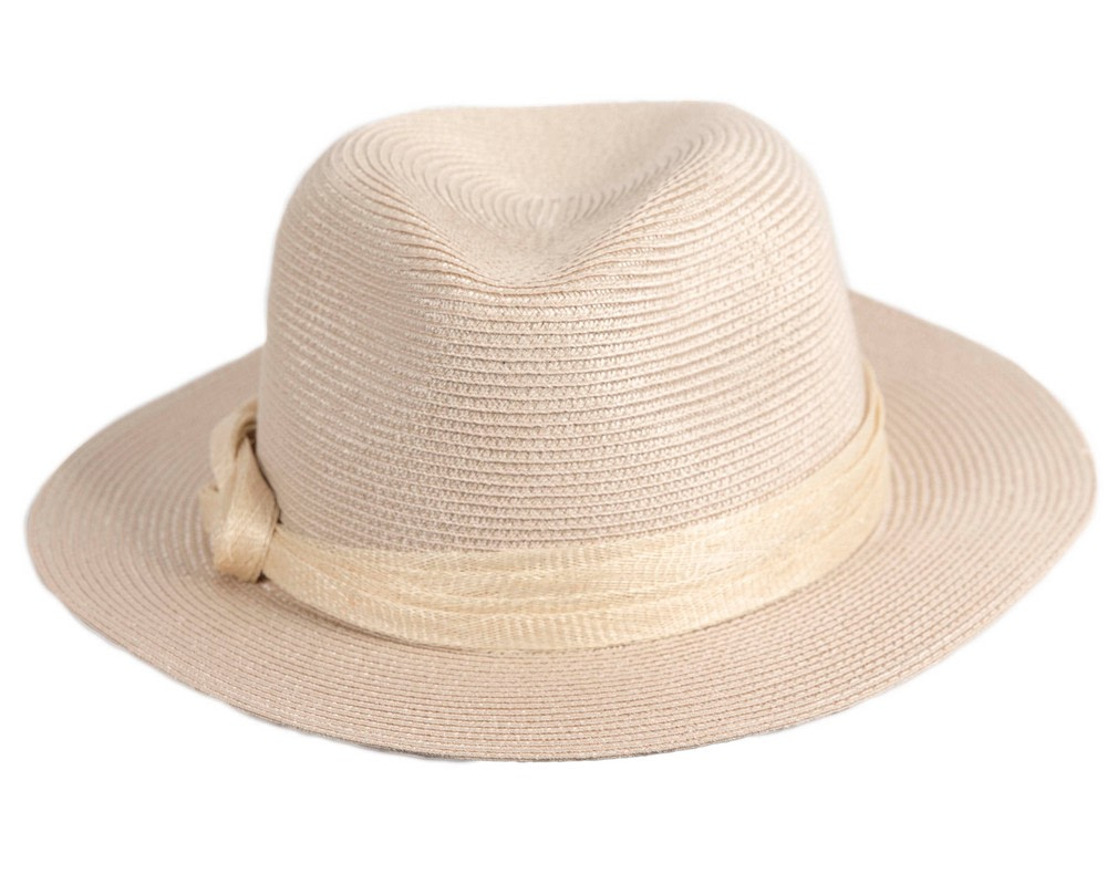 Beige soft brim braid fedora hat - Image 4