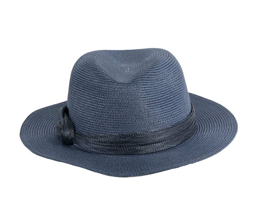 Navy soft brim braid fedora hat - Image 4