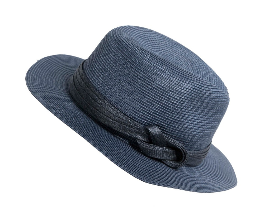 Navy soft brim braid fedora hat - Image 3