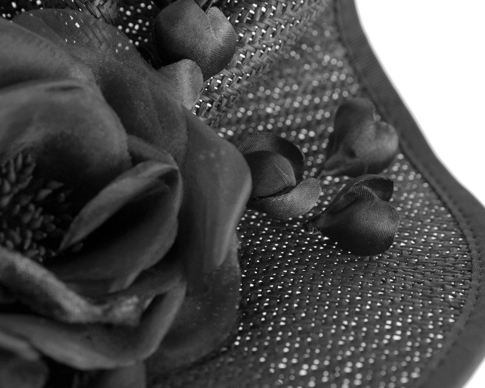 Tall black fascinator with flower by Fillies Collection - Image 4