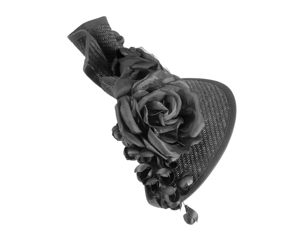 Tall black fascinator with flower by Fillies Collection - Image 3